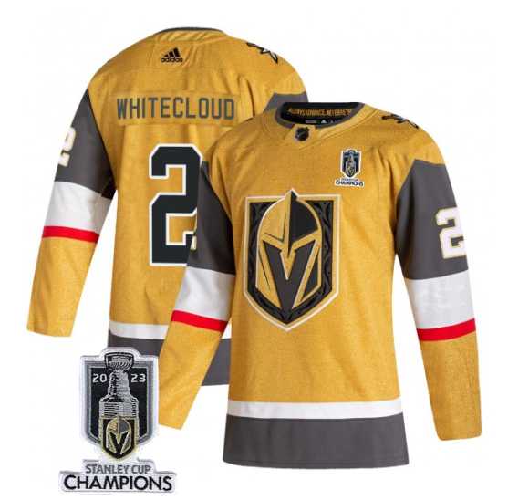 Men%27s Vegas Golden Knights #2 Zach Whitecloud Gold 2023 Stanley Cup Champions Stitched Jersey->ottawa senators->NHL Jersey